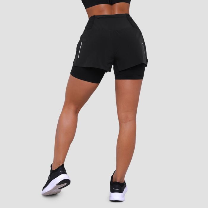 Pulse 2in1-Laufshorts für Frauen in Black – GymBeam XL