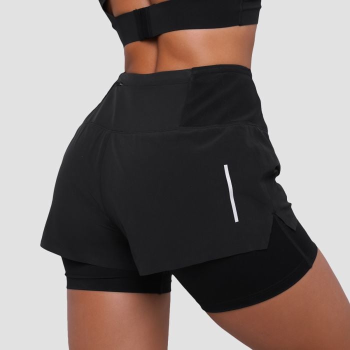 Pulse 2in1-Laufshorts für Frauen in Black – GymBeam XL