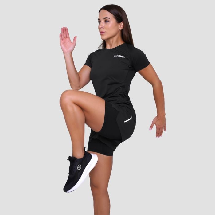 Pulse 2in1-Laufshorts für Frauen in Black – GymBeam XL