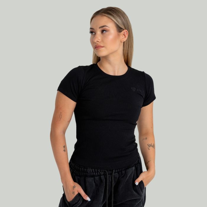 T-Shirt für Frauen Ribbed Tee in Black - STRIX S