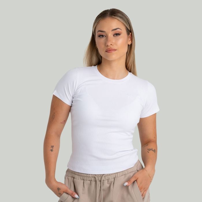 T-Shirt für Frauen Ribbed Tee in White - STRIX S