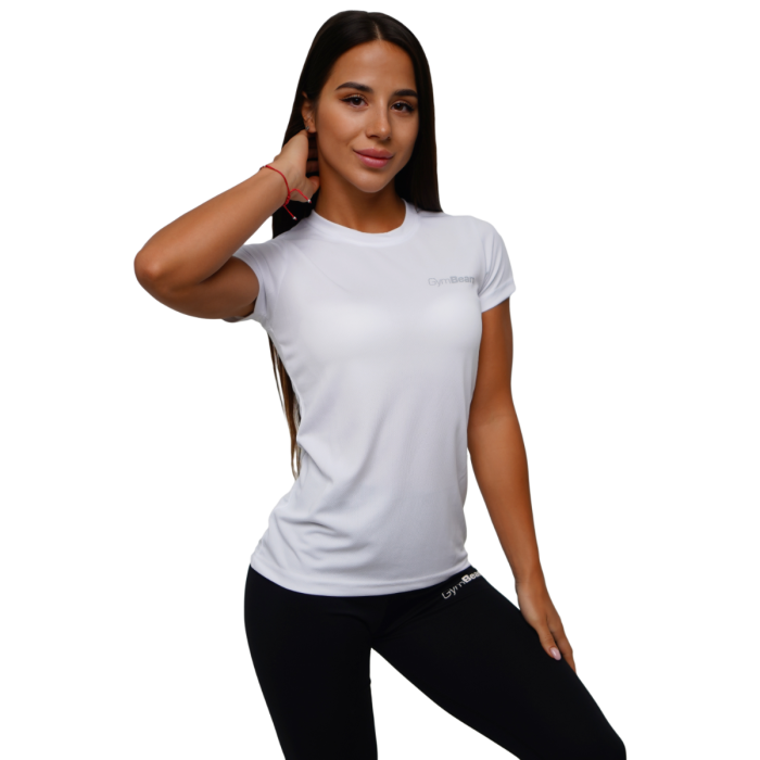 Women‘s TRN T-Shirt White - GymBeam M - white + silver logo