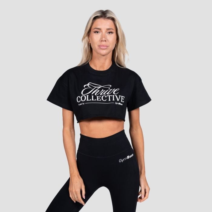 Women‘s Thrive Cropped T-shirt Black - GymBeam S