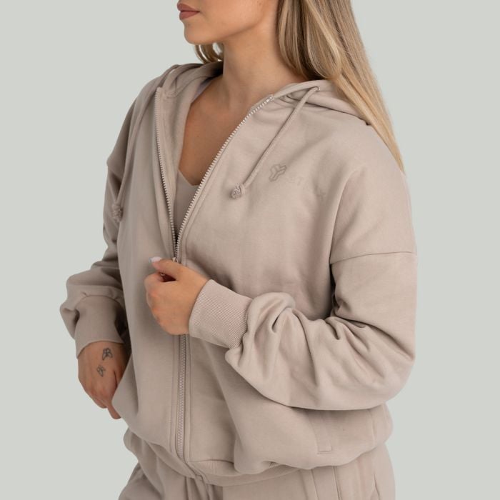 Hoodie für Frauen mit Reißverschluss in Taupe - STRIX M
