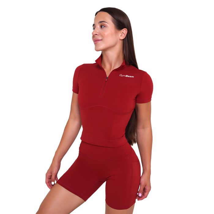 Ignite Cropped T-Shirt für Frauen in Dark Red - GymBeam L