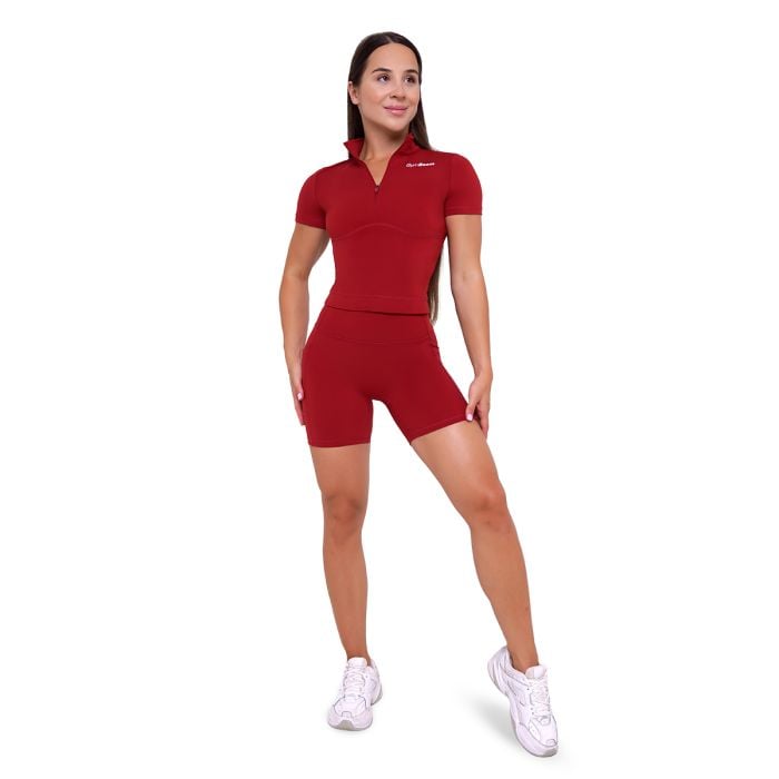Ignite Cropped T-Shirt für Frauen in Dark Red - GymBeam L