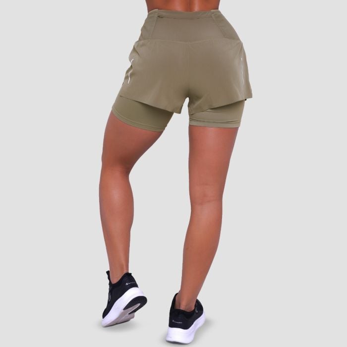 Pulse 2in1-Laufshorts für Frauen in Vetiver – GymBeam L