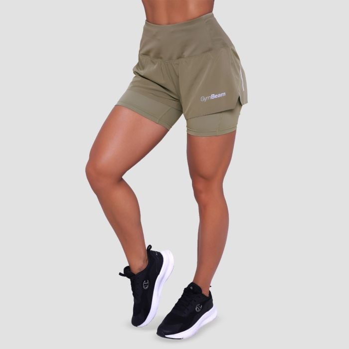 Pulse 2in1-Laufshorts für Frauen in Vetiver – GymBeam L