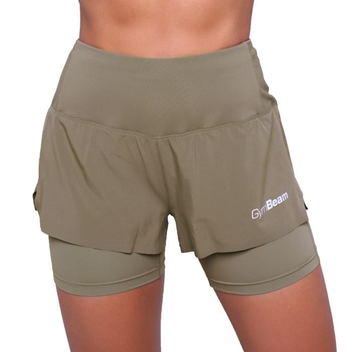 Pulse 2in1-Laufshorts für Frauen in Vetiver – GymBeam L