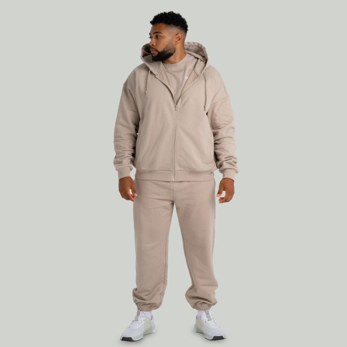 Hoodie mit Reißverschluss in Taupe - STRIX L