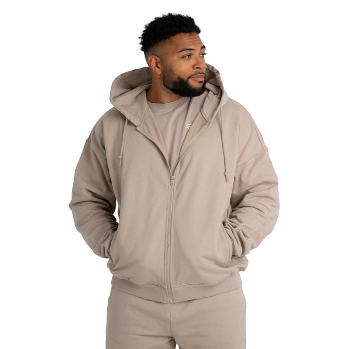 Hoodie mit Reißverschluss in Taupe - STRIX L