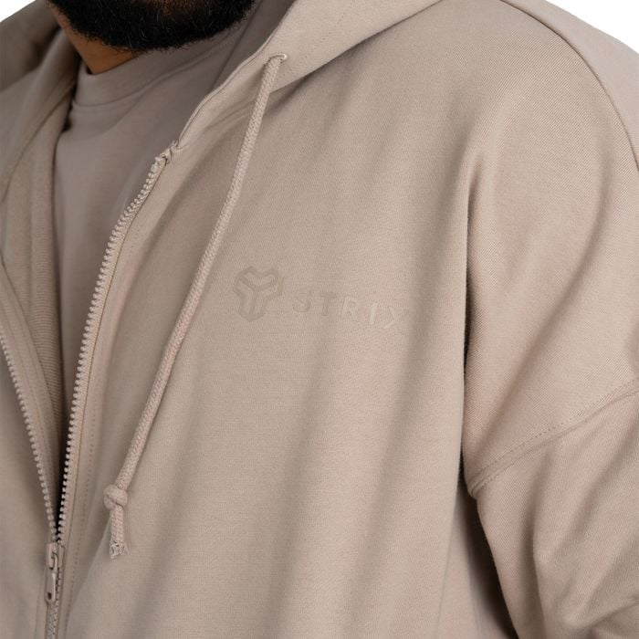 Hoodie mit Reißverschluss in Taupe - STRIX L