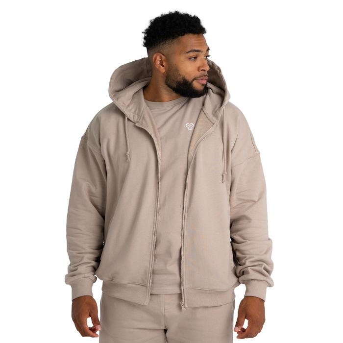 Hoodie mit Reißverschluss in Taupe - STRIX L