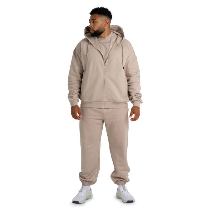 Hoodie mit Reißverschluss in Taupe - STRIX L