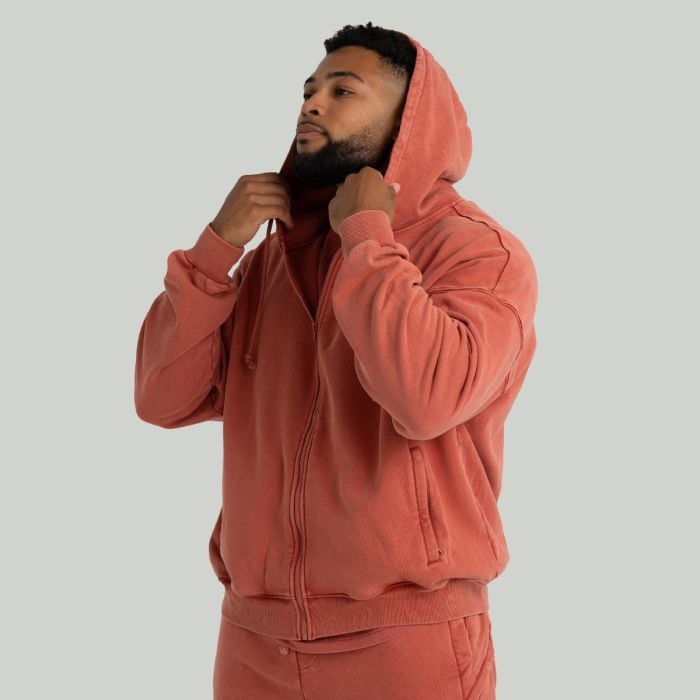 Hoodie mit Reißverschluss in Washed Terra - STRIX XL