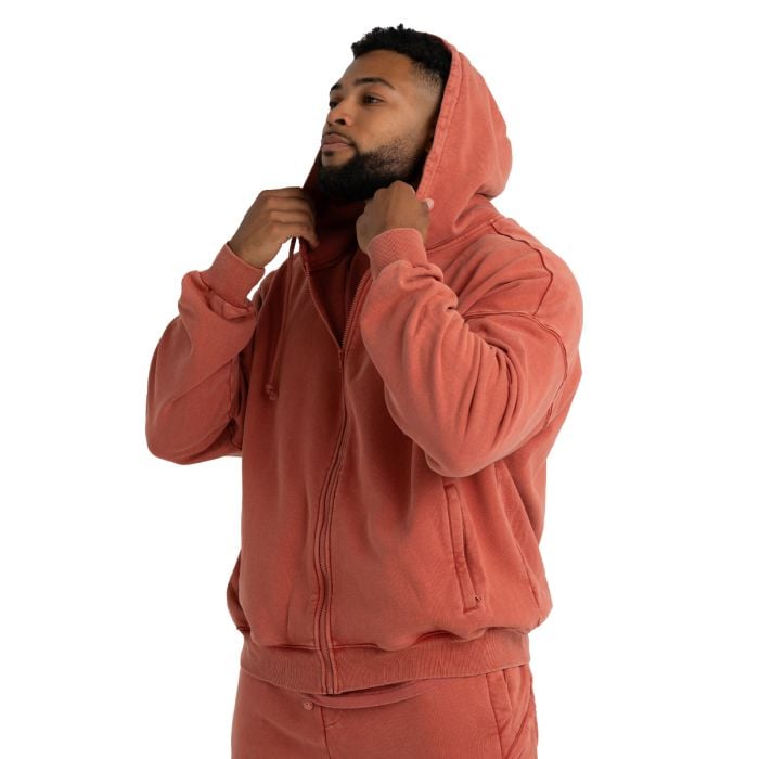 Hoodie mit Reißverschluss in Washed Terra - STRIX XL