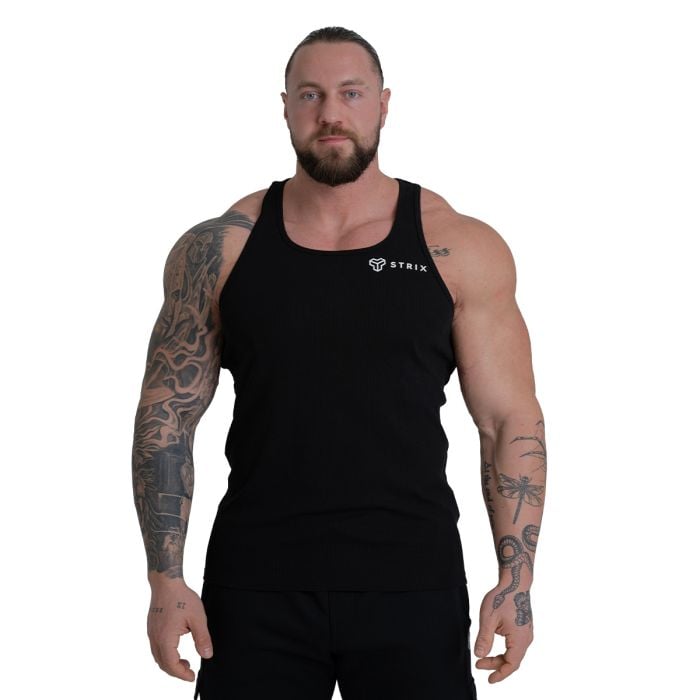 Tank Top Ribbed in Black - STRIX M