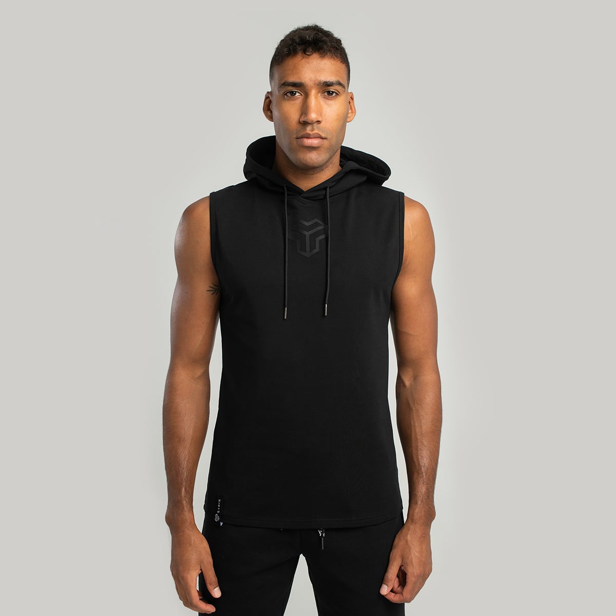 Essential Hoodie Tank-Top in Black -STRIX