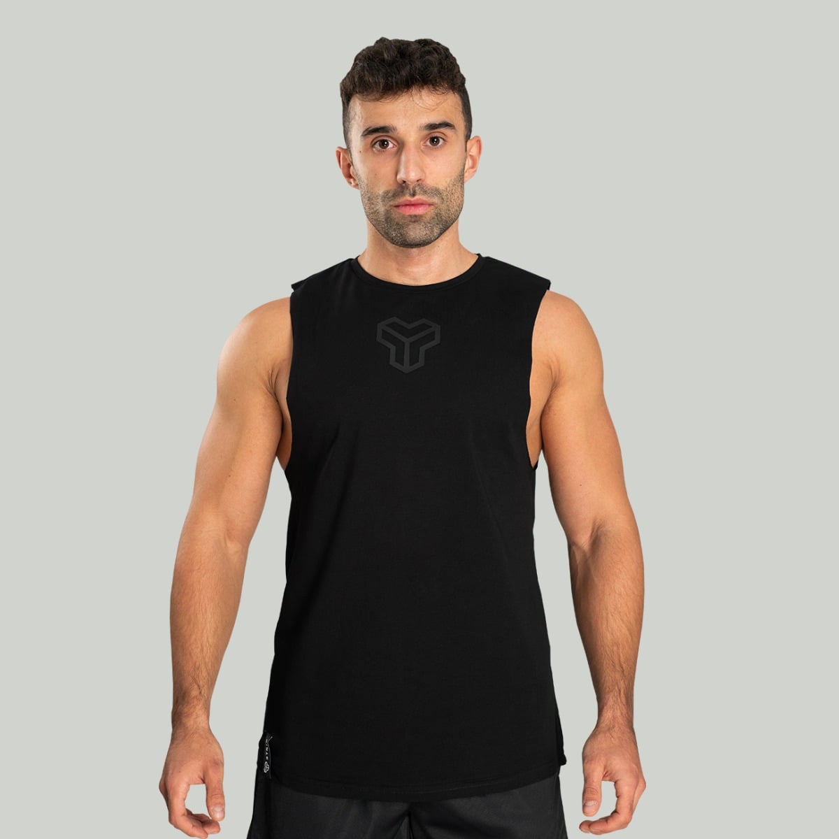 Essential Cut-Off Tank Top in Black - STRIX