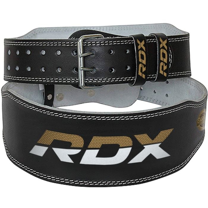 Fitness belt 6“ Leather Black/Gold - RDX Sports