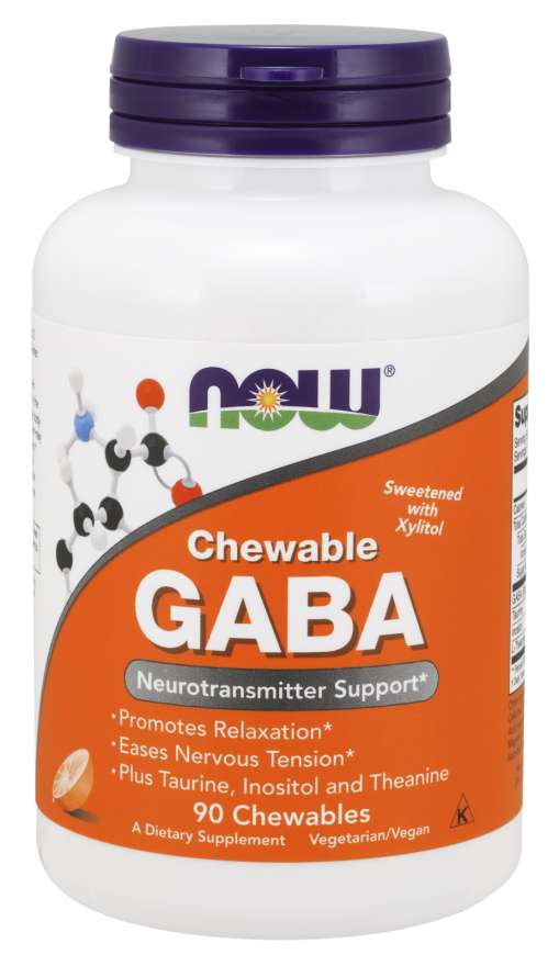 GABA Orange Flavor Chewable Tablets - NOW Foods