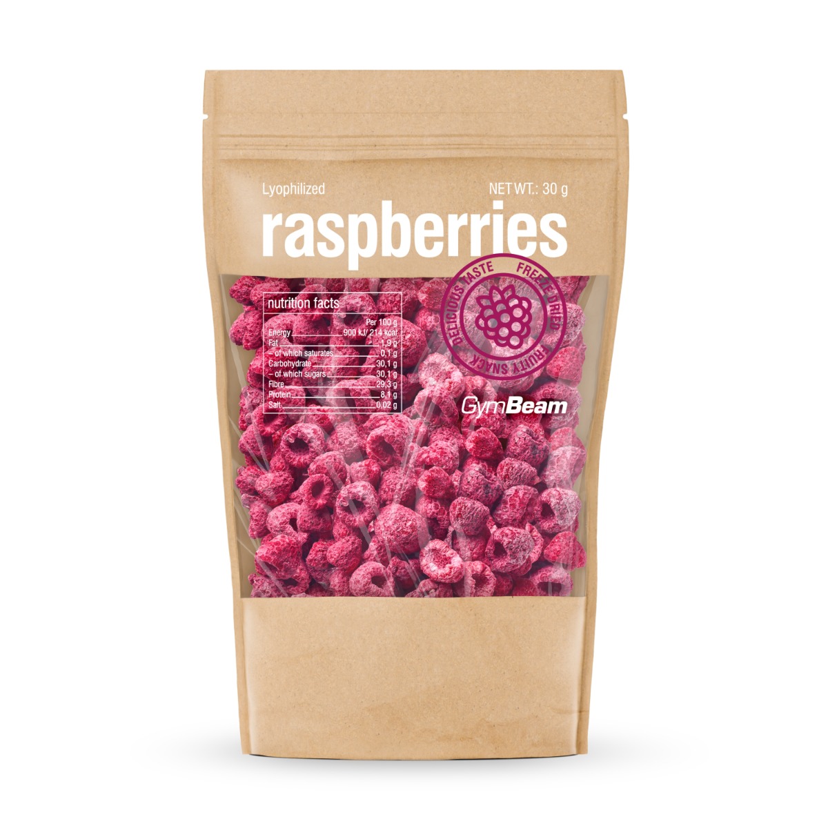 GymBeam Gefriergetrocknete Himbeeren 30 g