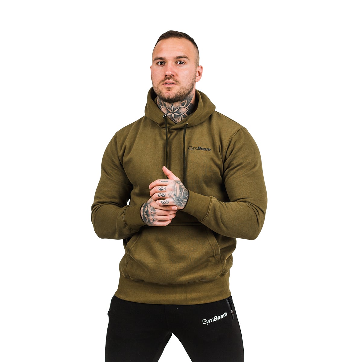 Athlete Hoodie für Männer in Military Green Black - GymBeam