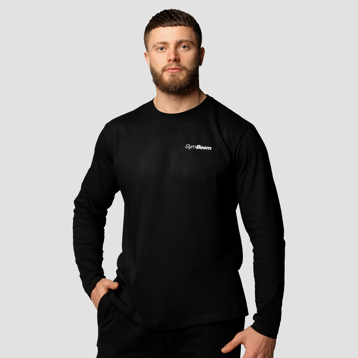 Basic Langarm T-Shirt für Männer Black - GymBeam