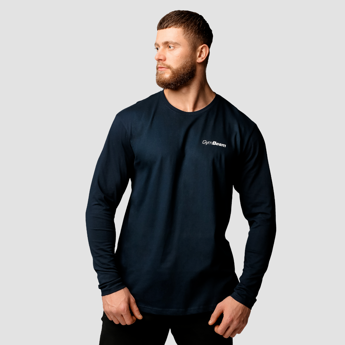 Basic Langarm T-Shirt für Männer Navy - GymBeam