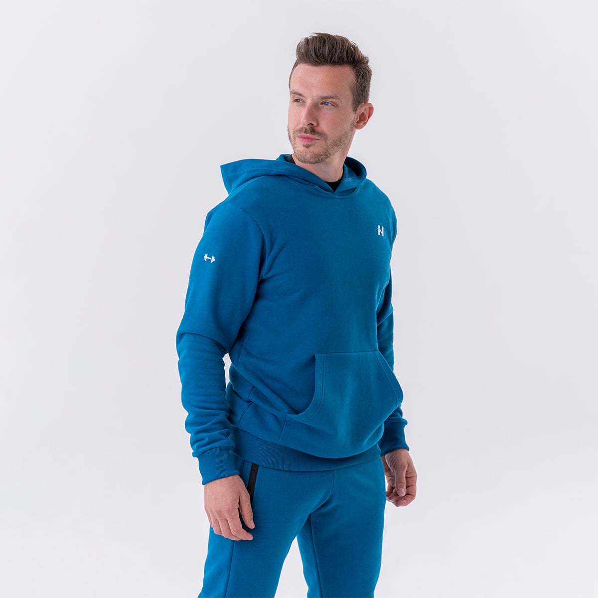 Men‘s Hoodie Pouch Pocket Blue - NEBBIA
