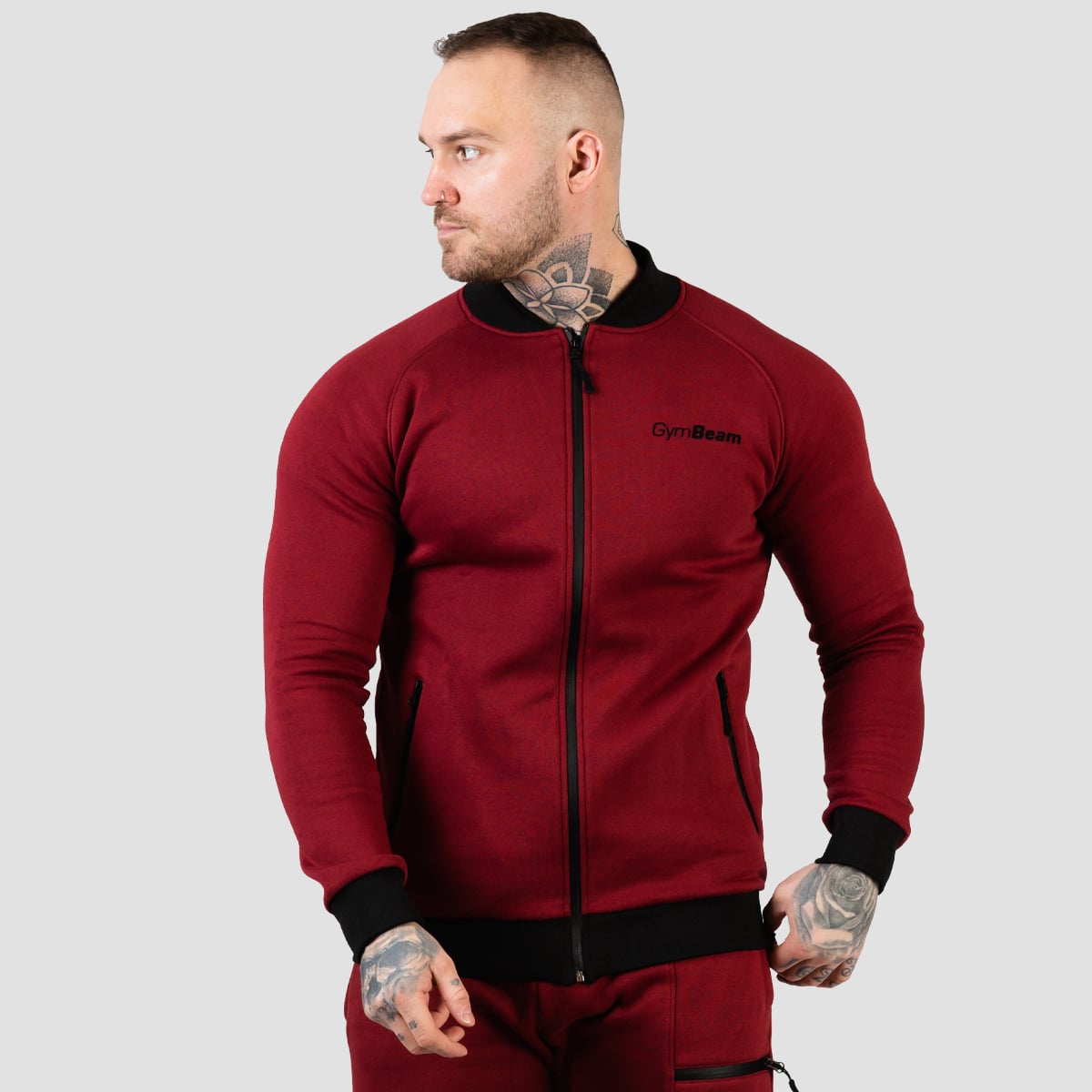 Classic Hoodie mit Reißverschluss in Burgundy - GymBeam
