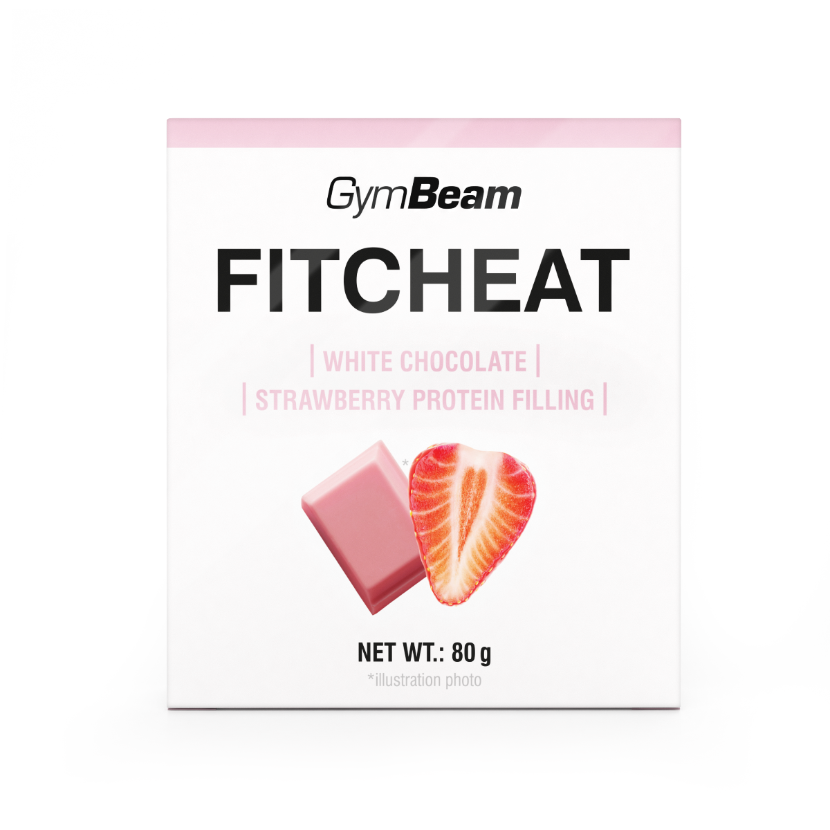 GymBeam Fitcheat Protein Schokolade 80 g white chocolate strawberry
