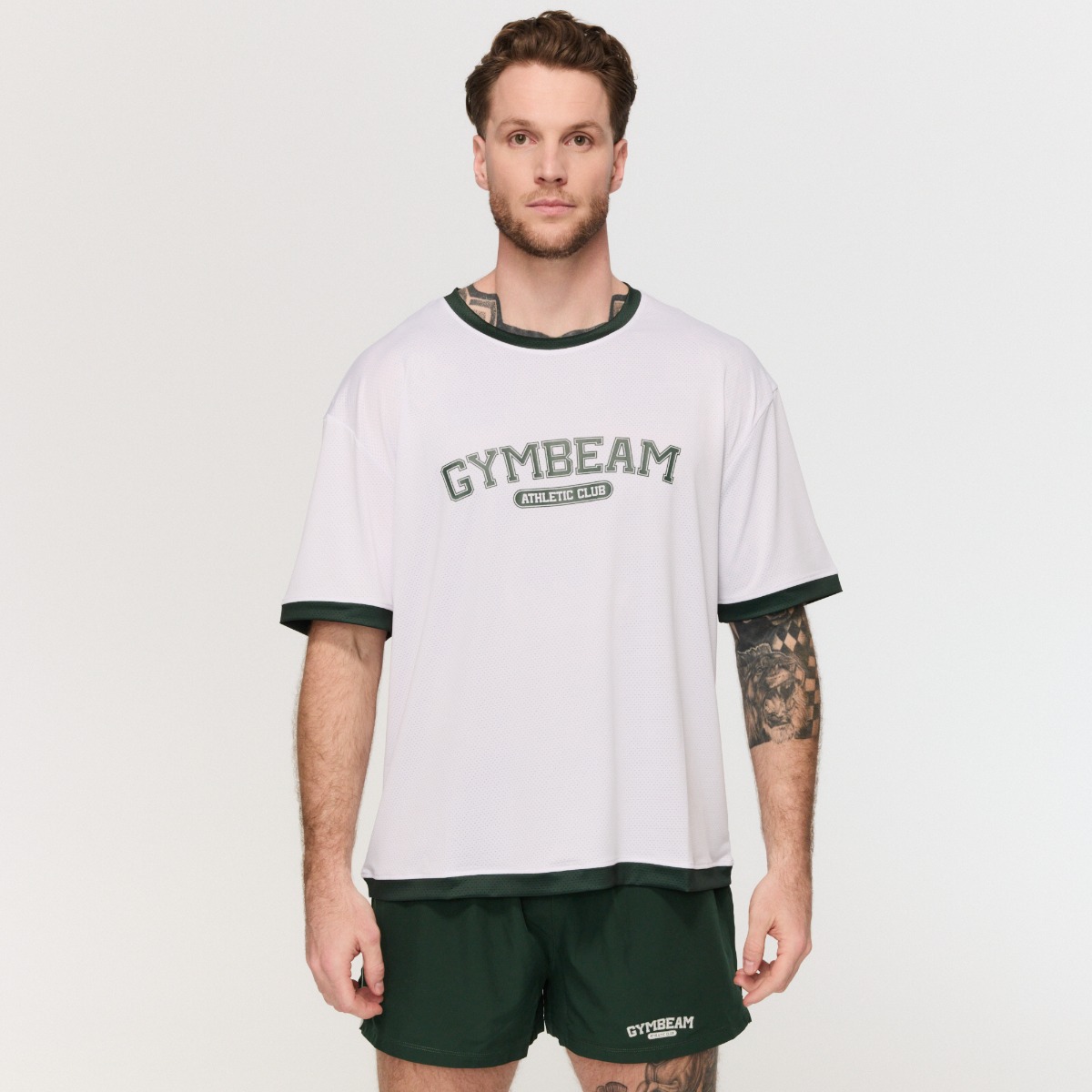 Oversize Varsity T-Shirt in White - GymBeam