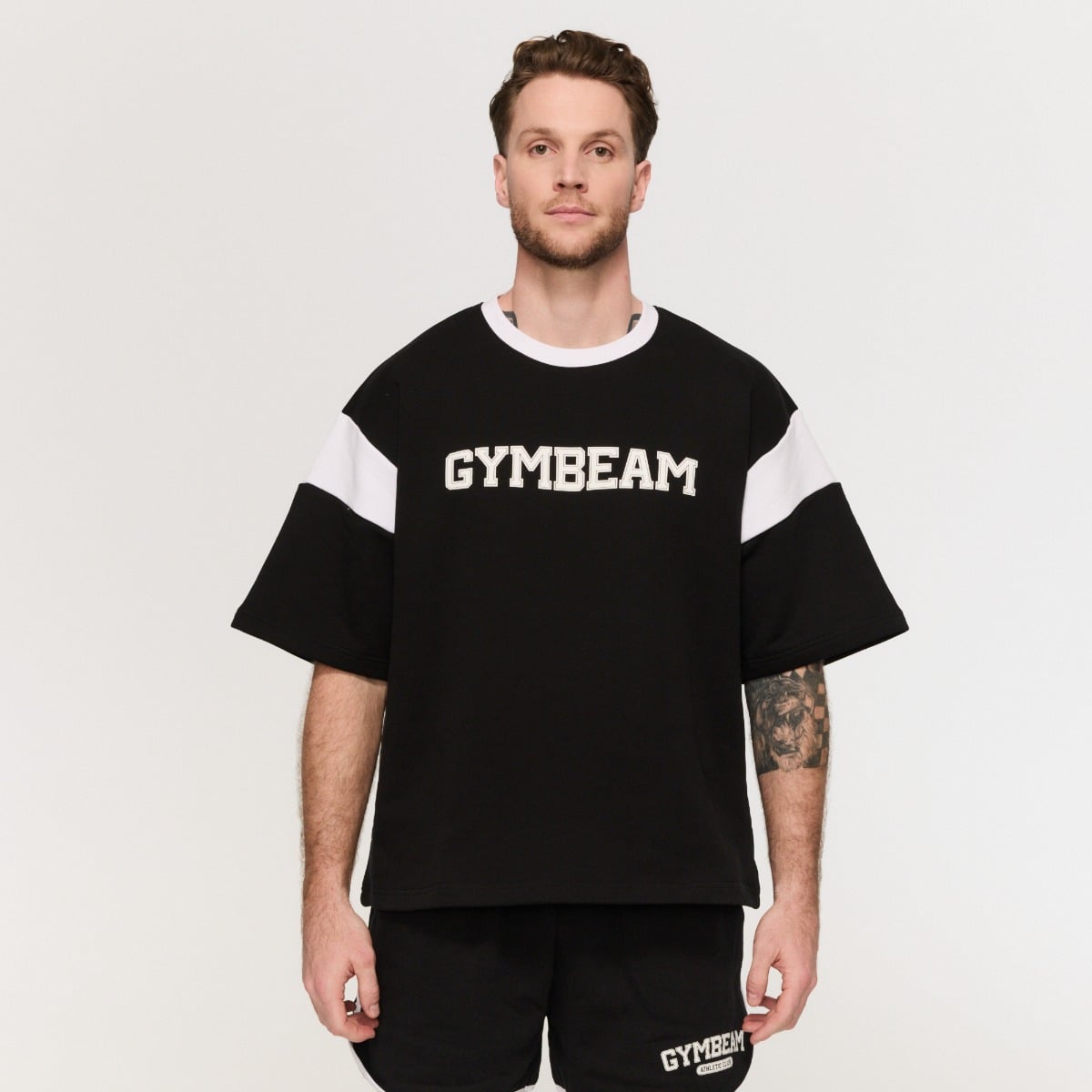 Premium Heavyweight Varsity T-Shirt in Black  - GymBeam