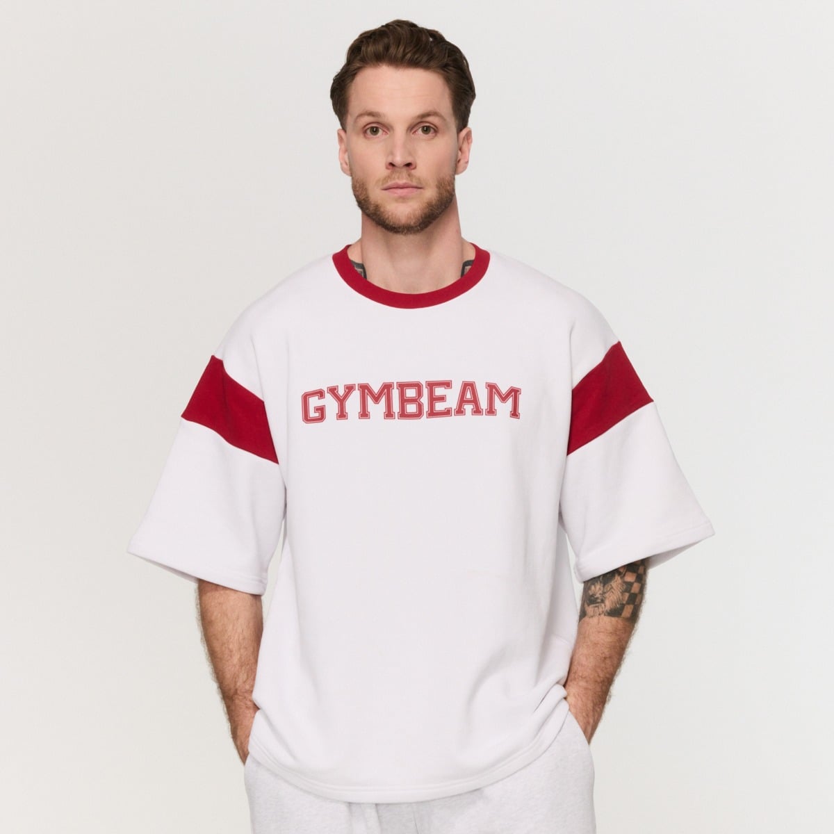 Premium Heavyweight Varsity T-Shirt in White - GymBeam