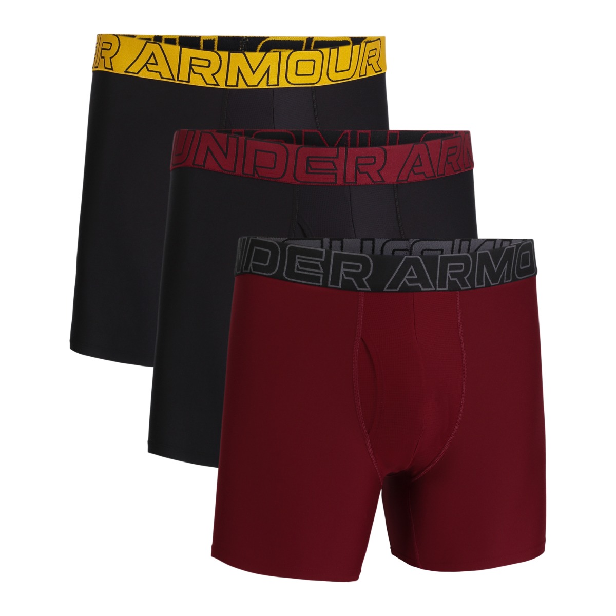 Men‘s M Perf Tech Boxershorts 6in im 3er Pack in Red - Under Armour