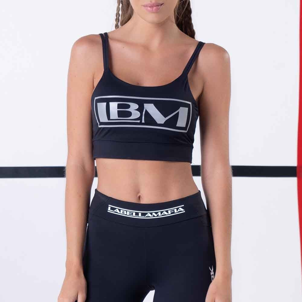 Sports Bra Silver Details Black - LABELLAMAFIA
