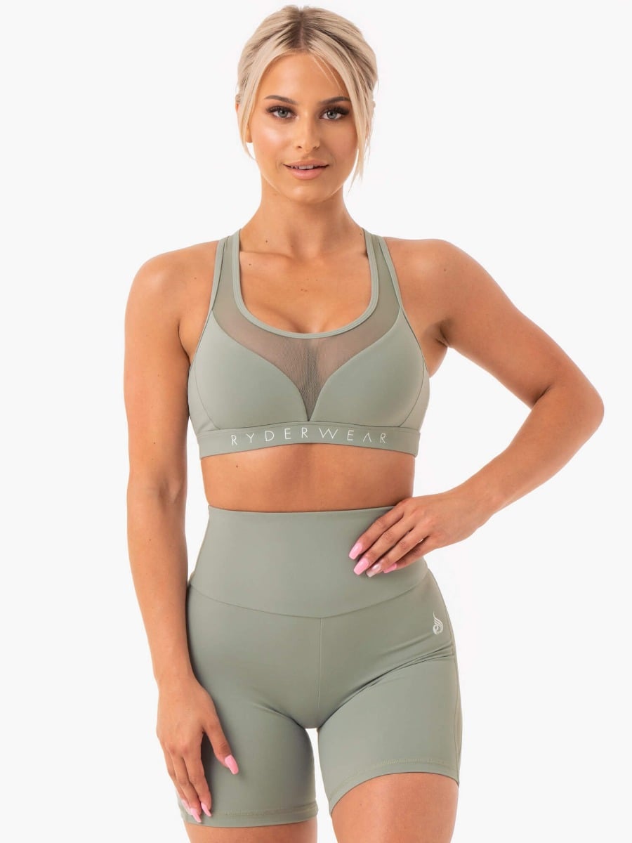 Sports Bra Hype Mesh olive - Ryderwear