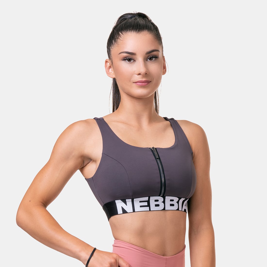 Sports bra Smart Zip Marron - NEBBIA