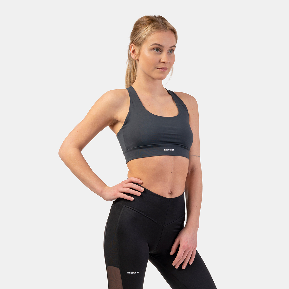 Sports Bra Active Medium Impact Dark Grey - NEBBIA