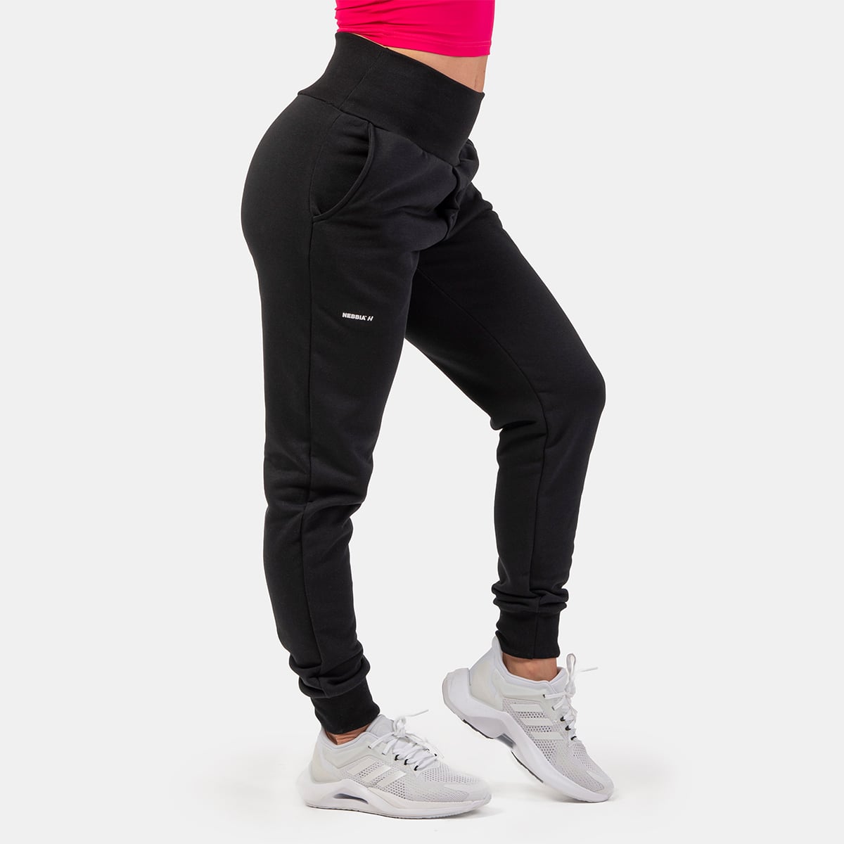 Sweatpants High Waist Loose Fit Black - NEBBIA