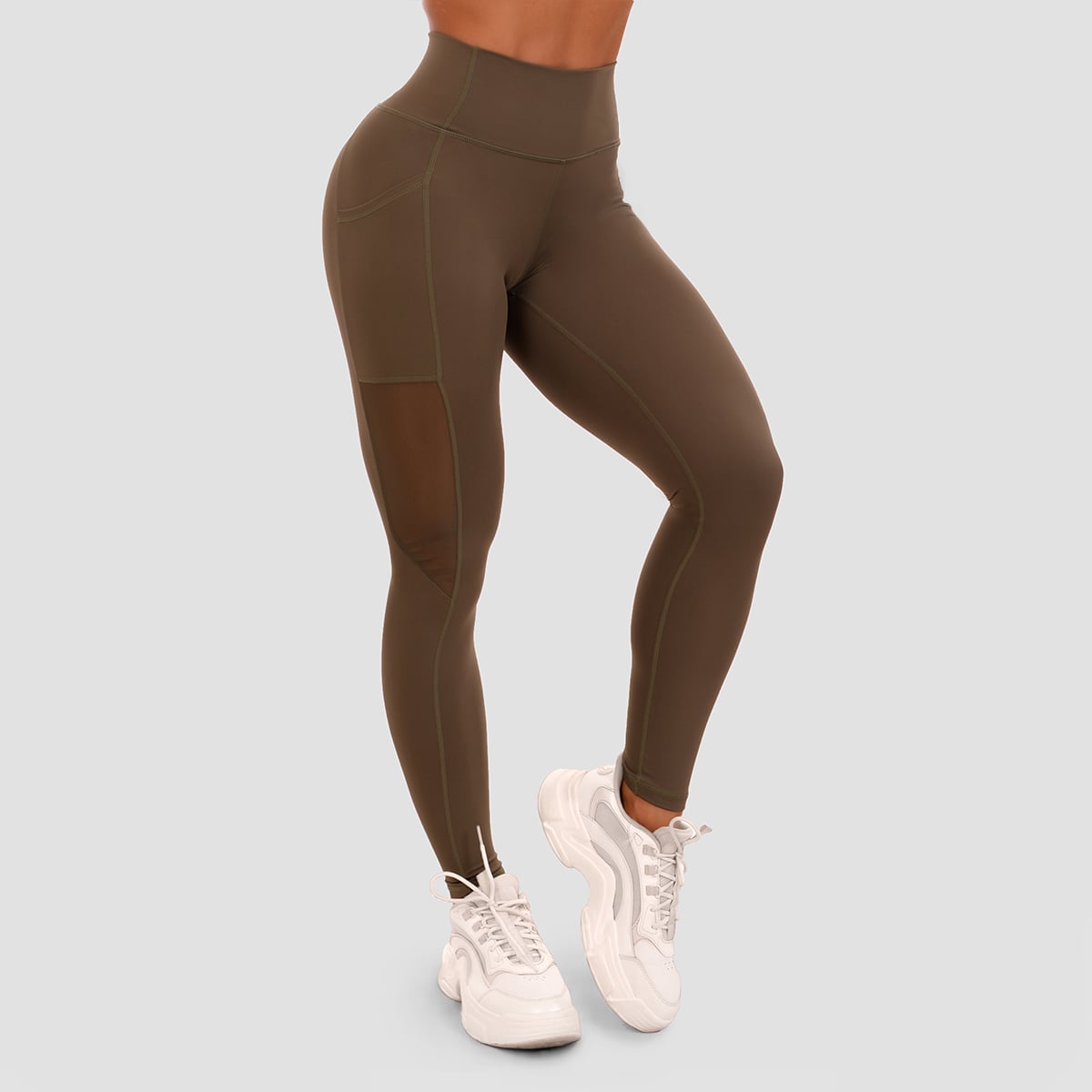 Mesh-Panel Leggings für Frauen in Olive - GymBeam