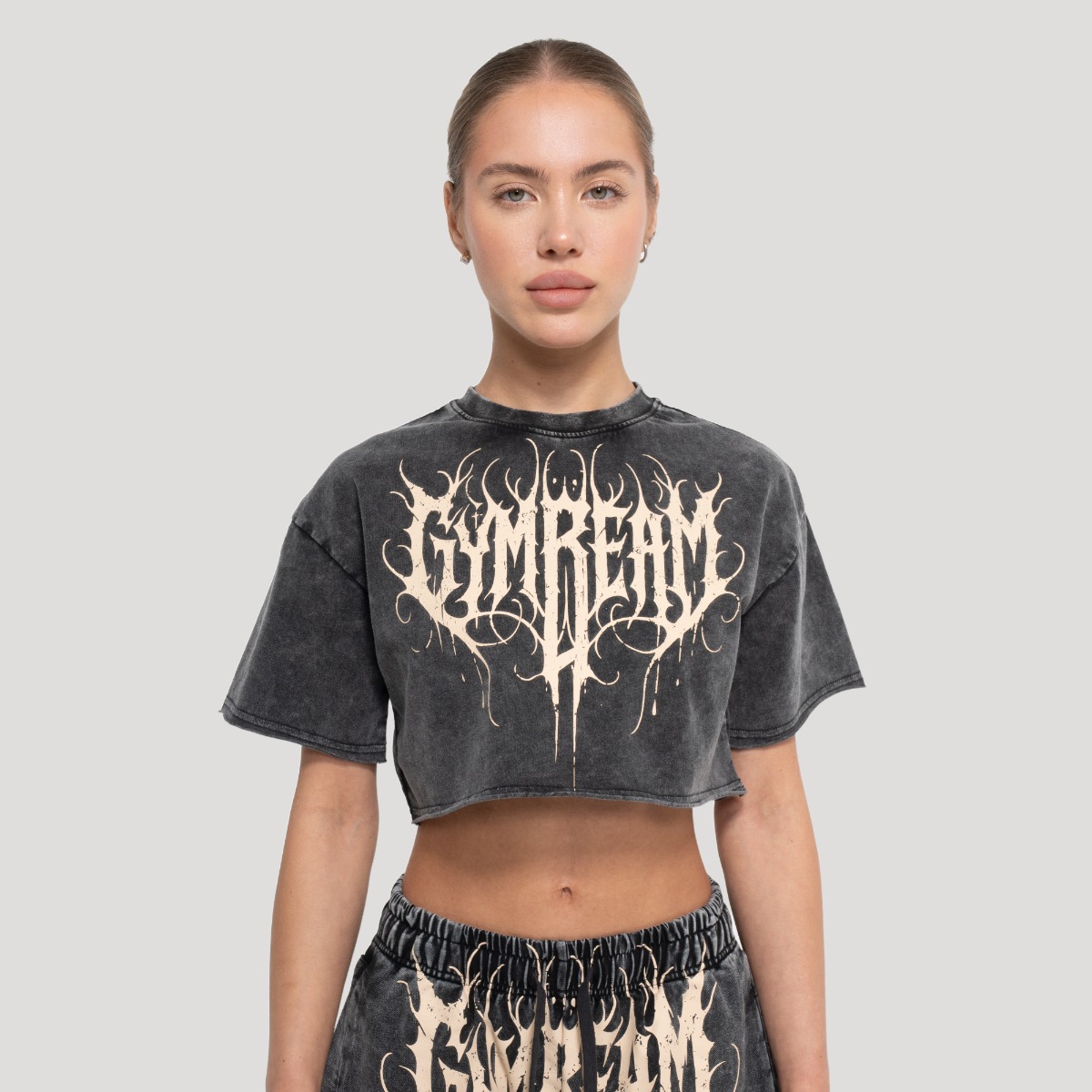 Abyss Cropped T-shirt für Frauen in Charcoal - GymBeam