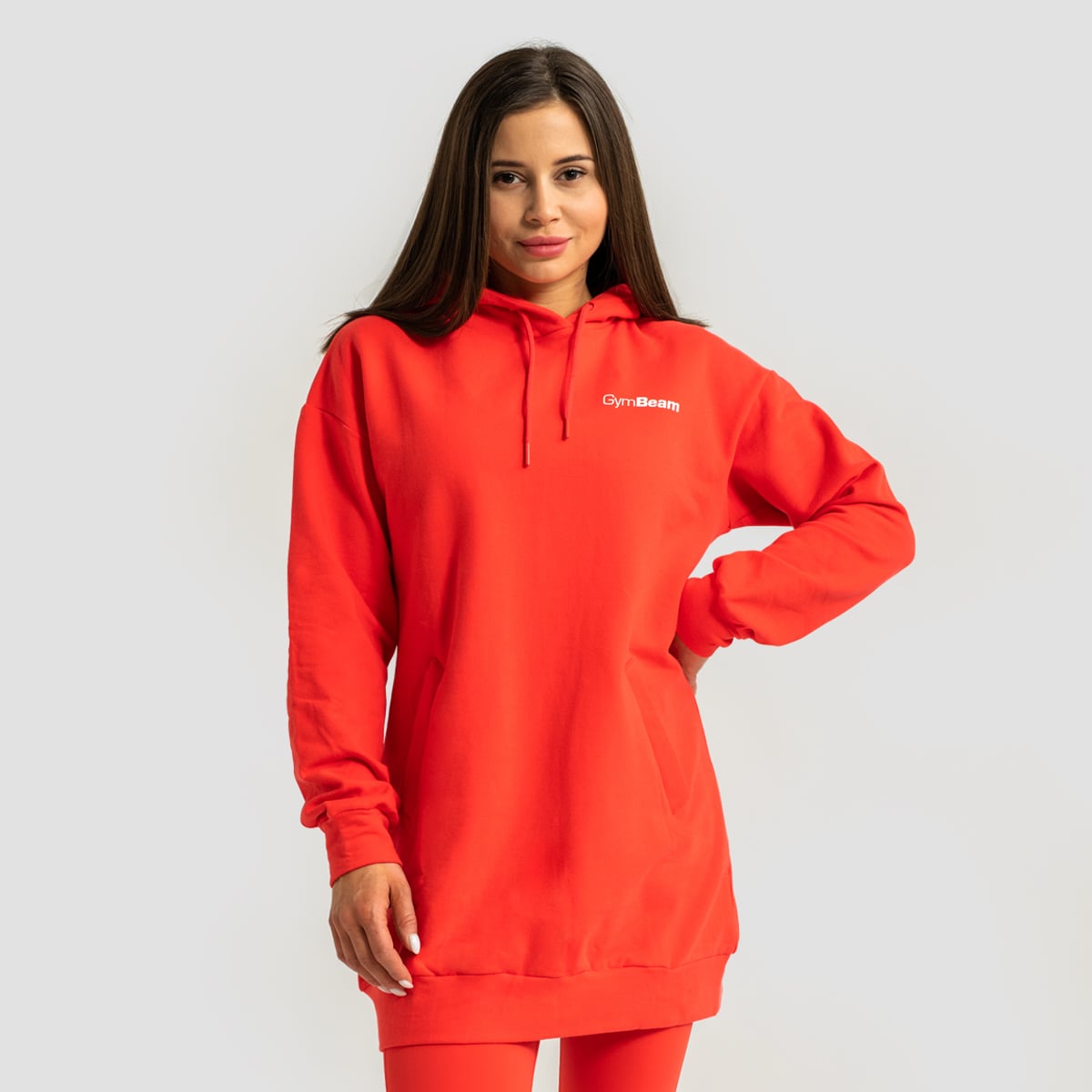 Limitless Longline Hoodie für Frauen in Hot Red - GymBeam