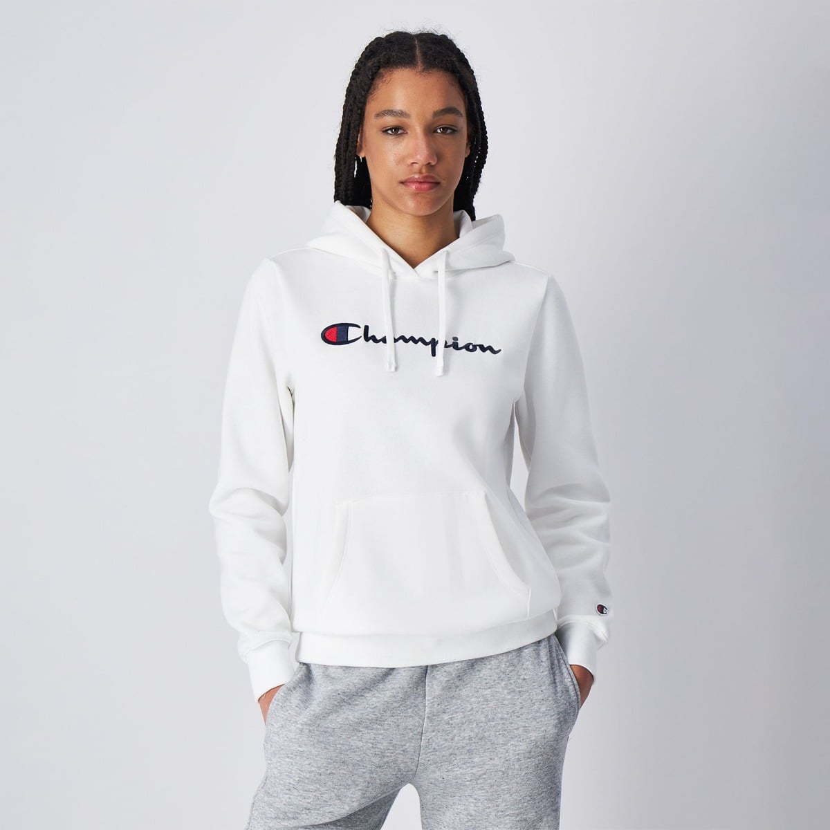 Big Logo Slim Fit Hoodie für Frauen in White - Champion