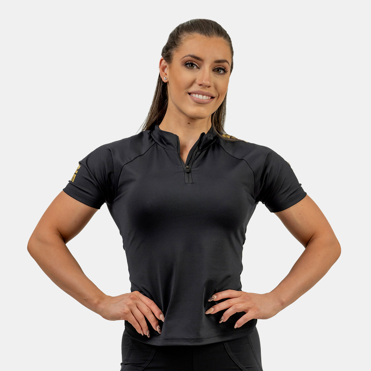 Women‘s Compression T-Shirt Intense Ultimate Black/Gold - NEBBIA