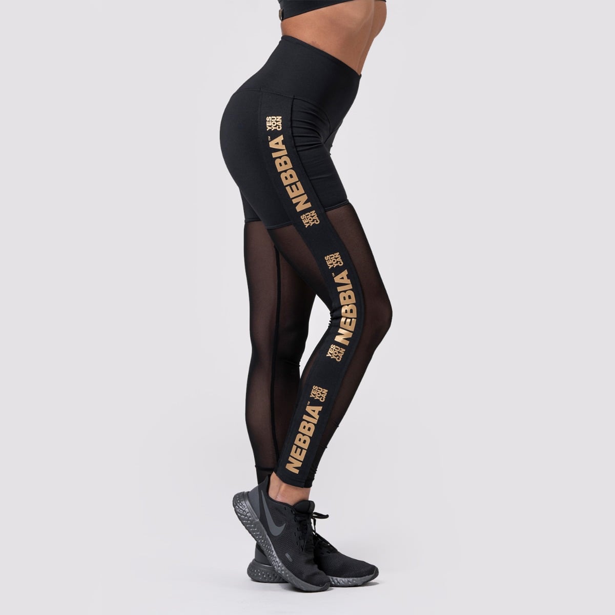Women‘s leggings Intense Gold Mesh black - NEBBIA