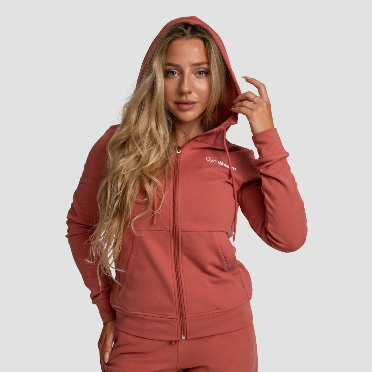 Limitless Hoodie mit Reißverschluss für Frauen in Cinnamon – GymBeam