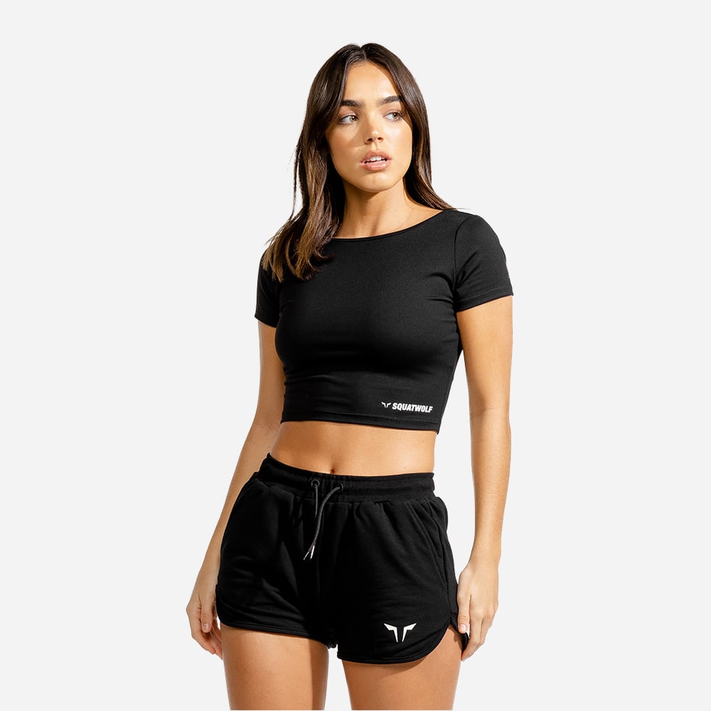 Women‘s Warrior Crop Tee Black - SQUATWOLF