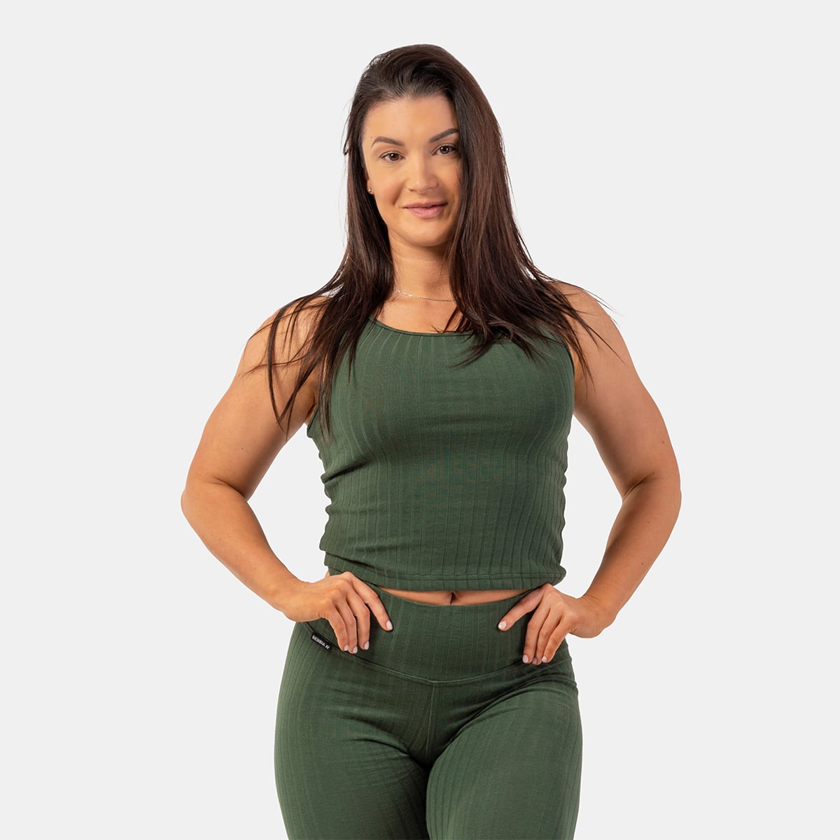 Women‘s Tank Top Ribbed Organic Dark Green - NEBBIA